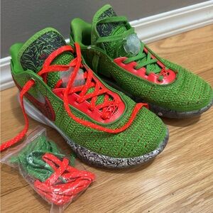 Nike Green and Red Sneakers with Knit Finish